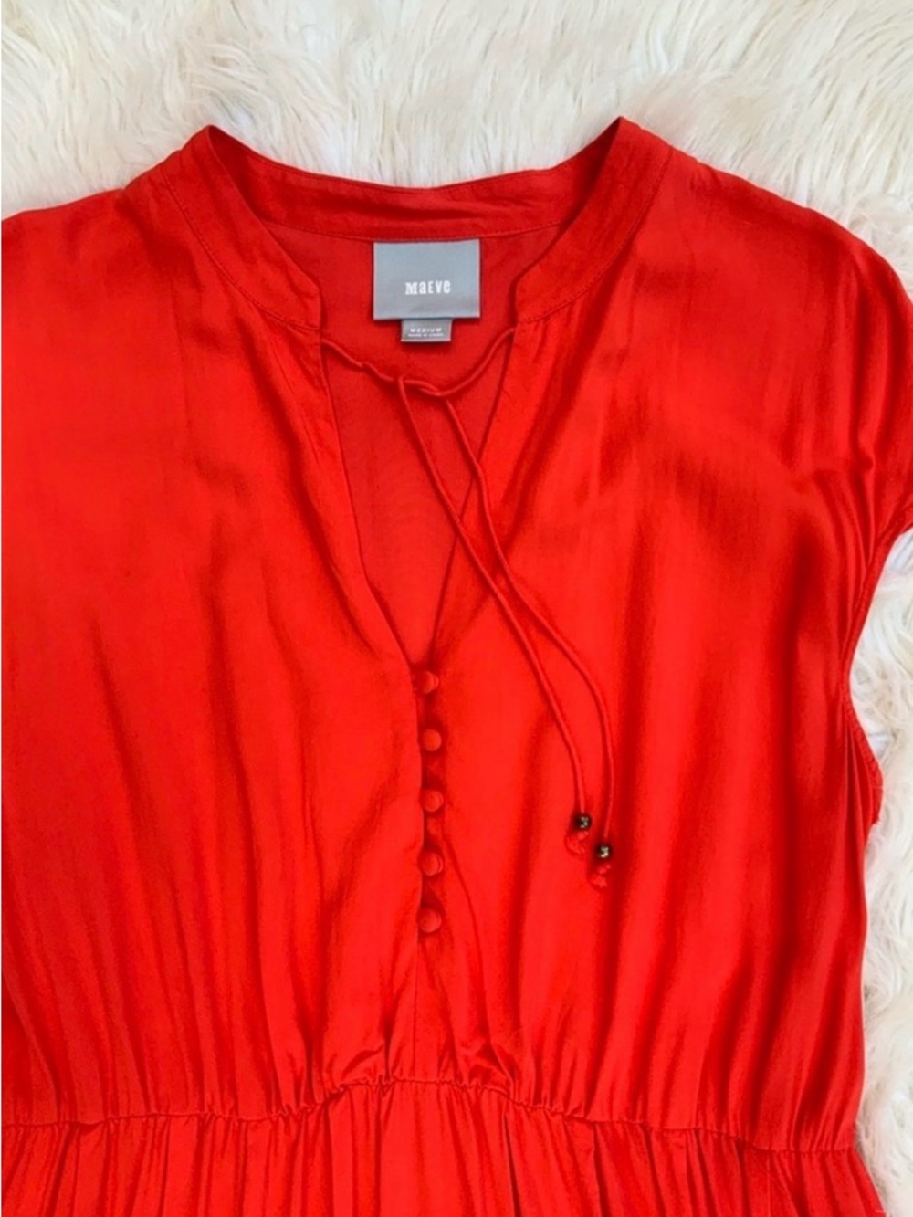 Maeve V-Neck Dress in Vibrant Red
